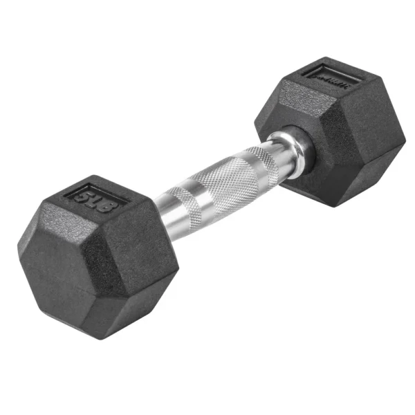 Hex Dumbbell 5lbs Rubber Coated Ergonomic Handle Weight Training Home Gym Equipment Strength Training Fitness - Image 2