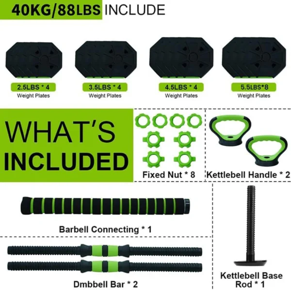 66lbs/88lbs Weight 4 in 1 Adjustable Kettlebell Set Dumbbell Set Used as Kettlebells Barbell Push up Stand for GYM Home - Image 6