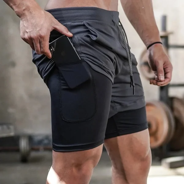 Men's Running Shorts 2 In 1 Fitness Sport Workout Training Shorts Breathable Quick Dry Double Layer Summer Beach Gym Shorts Men - Image 3