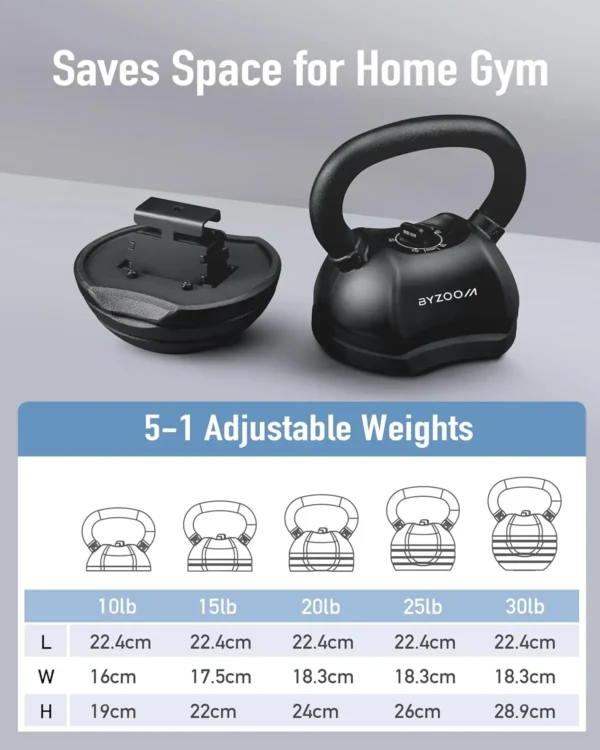 Adjustable Kettlebell 30lb Weight Training Fitness Exercise Full Body Workout 5 in 1 for Home Gym Beginners Woman - Image 5