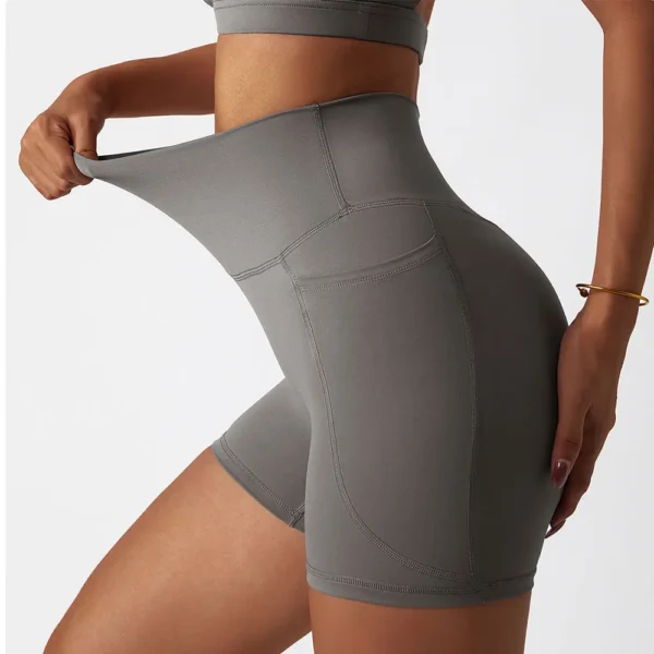 Summer High Waist Yoga Shorts Women Gym Push Ups Hip Lift Pants Pocket Breathable Fitness Running Cycling Sports Shorts Women - Image 3