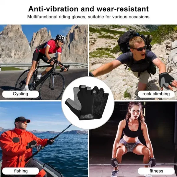 Half Finger Cycling Gloves Men Women Anti Slip Shock Breathable Summer Bicycle Gloves Fingerless Sports Gym Training Bike Gloves - Image 4