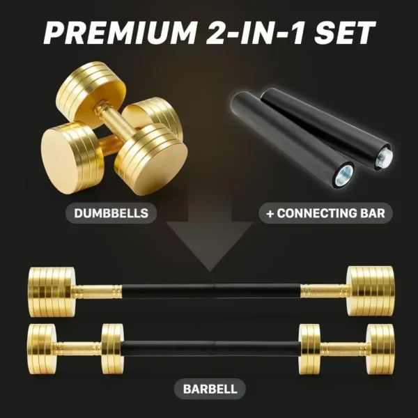 Upgraded Adjustable Steel Dumbbells 40LB / 60LB - 2 in 1 Dumbbell Barbell Set for Home Gym Workout - Compatible - Image 6