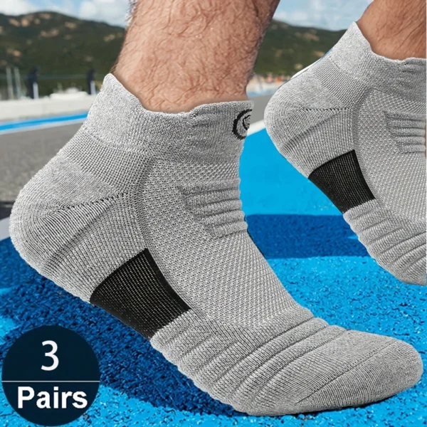 3 Pairs Sports Socks For Man High Quality Comfortable Breathable Basketball Short Socks Casual Fashion Low-cut Ankle Socks - Image 3