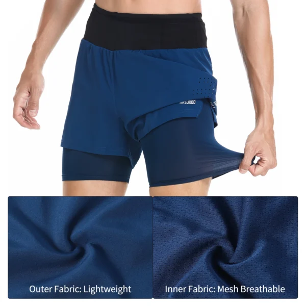 ARSUXEO Men's Trail Running Shorts Sportswear 2 in 1 Wrap-Around Pockets Gym Training Exercise Joging Athletic Shorts B233 - Image 3