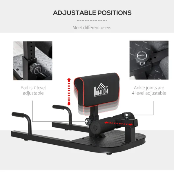 3-in-1 Padded Push Up Sit Up Deep Sissy Squat Machine Home Gym Fitness Equipment, Black - Image 6