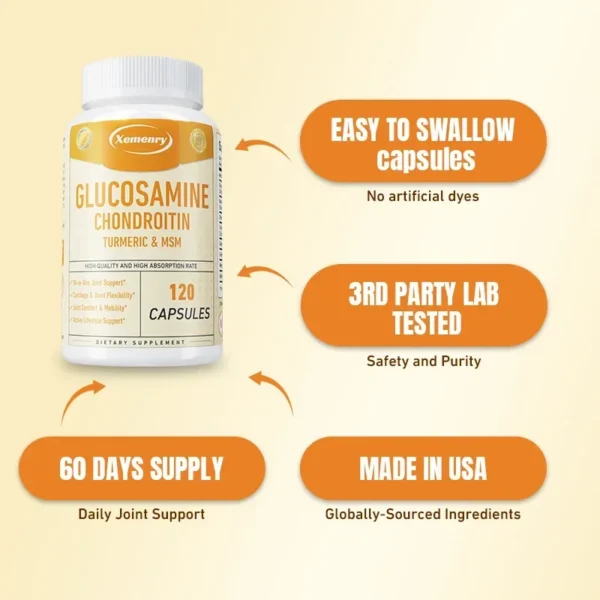 Glucosamine Chondroitin MSM Turmeric - for Joint & Bone Health Nutrition Supplement, Relieves Joint Pain, Promote Joint Mobility - Image 6