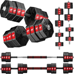 Adjustable Weights Dumbbells Set, 66Lbs 88Lbs 3 in 1 Adjustable Weights Dumbbells Barbell Set, Home Fitness Weight Set Gym