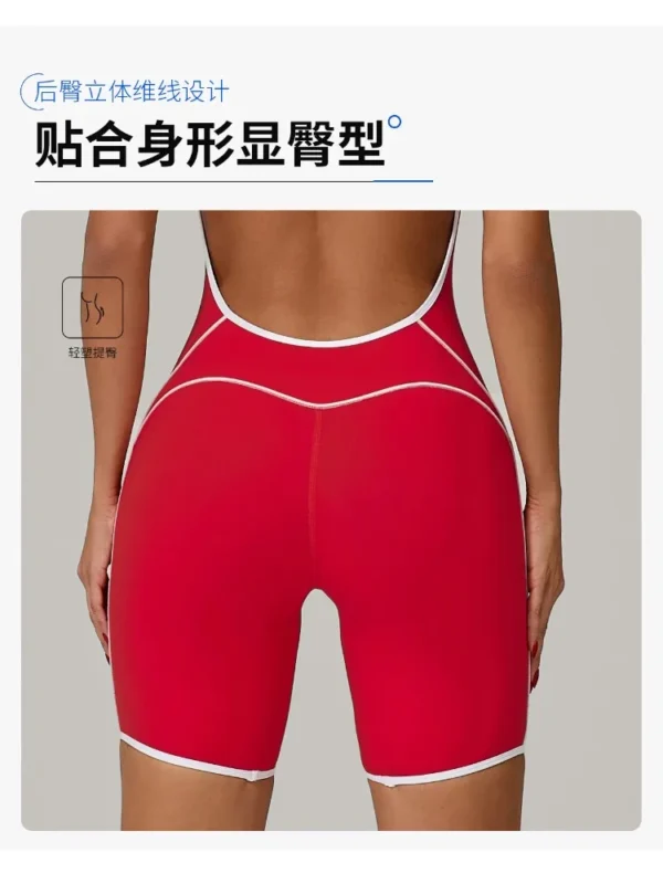 Summer New Gym Romper Casual Outdoor Sports Jumpsuit Hollow Open Back Yoga Suit Dance Sports Bodysuit Hip Lift Workout Yoga Sets - Image 4