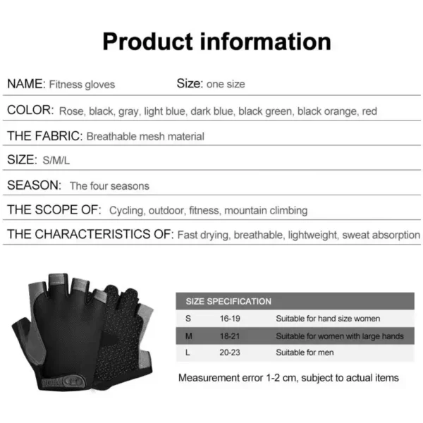 Half Finger Cycling Gloves Men Women Anti Slip Shock Breathable Summer Bicycle Gloves Fingerless Sports Gym Training Bike Gloves - Image 6