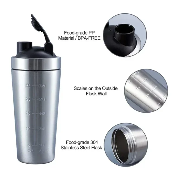 Stainless Steel Protein Shaker Cup Portable Fitness Sports Mug Nutrition Shakers Cup Water Bottles Water Cup Portable Shakers - Image 3