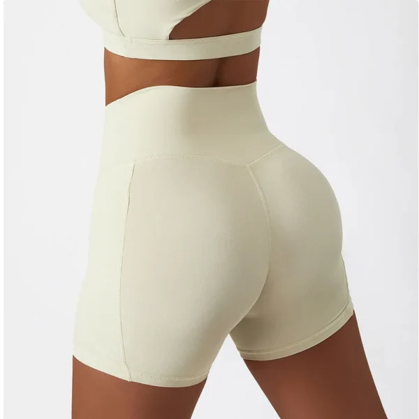 Summer High Waist Yoga Shorts Women Gym Push Ups Hip Lift Pants Pocket Breathable Fitness Running Cycling Sports Shorts Women - Image 4