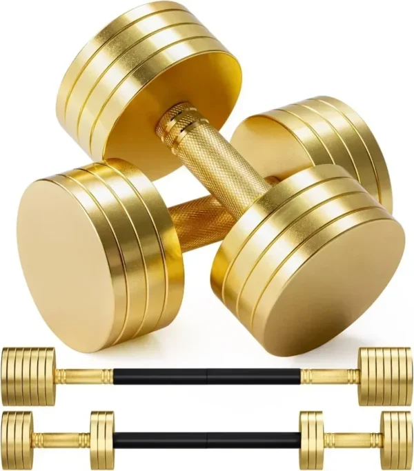 Upgraded Adjustable Steel Dumbbells 40LB / 60LB - 2 in 1 Dumbbell Barbell Set for Home Gym Workout - Compatible