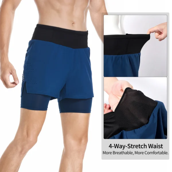 ARSUXEO Men's Trail Running Shorts Sportswear 2 in 1 Wrap-Around Pockets Gym Training Exercise Joging Athletic Shorts B233 - Image 2