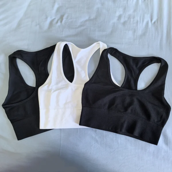 Mileegirl Seamless Women Yoga Bra Ribbed Sports Crop Tops Racer Back Gym Tank Top No Pads Quick Drying Fitness Workout Tops - Image 4